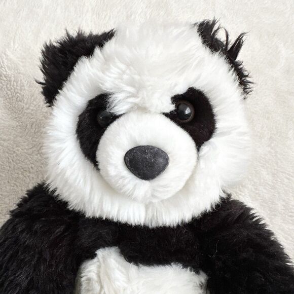 BAB Build A Bear Workshop Panda Bear Plush Black White Sitting Tan Paws 16” - Picture 2 of 5